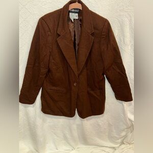 100% wool Sag Harbor Chocolate Brown Women's Blazer S19